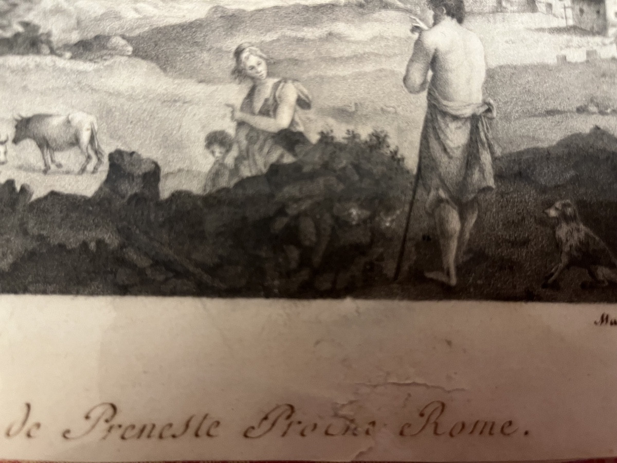 Charline Small Drawing, Ruins And Cows With Shepard . 1804. France.-photo-4