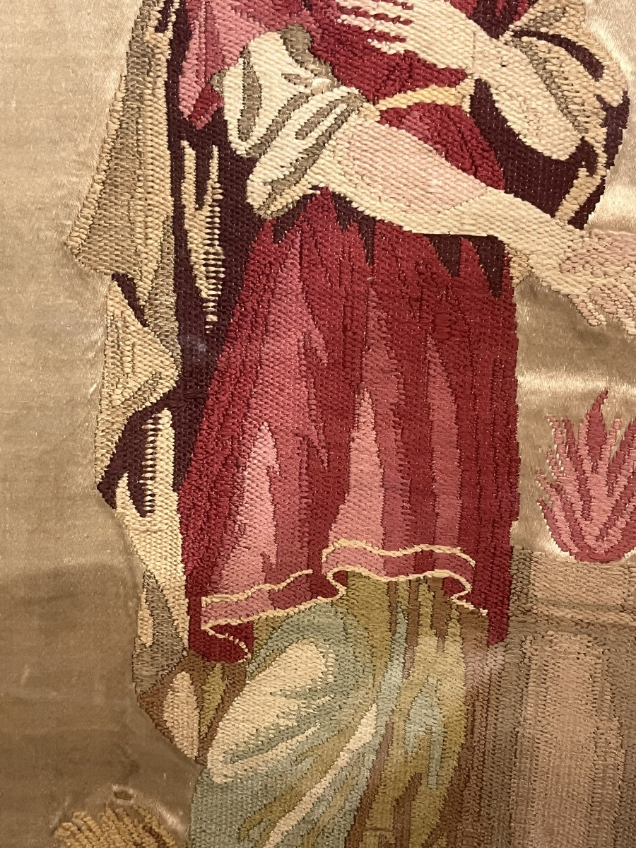 Beautiful Silk From Lyon, “the Fire Of Love”, Early 19th Century. France.-photo-2