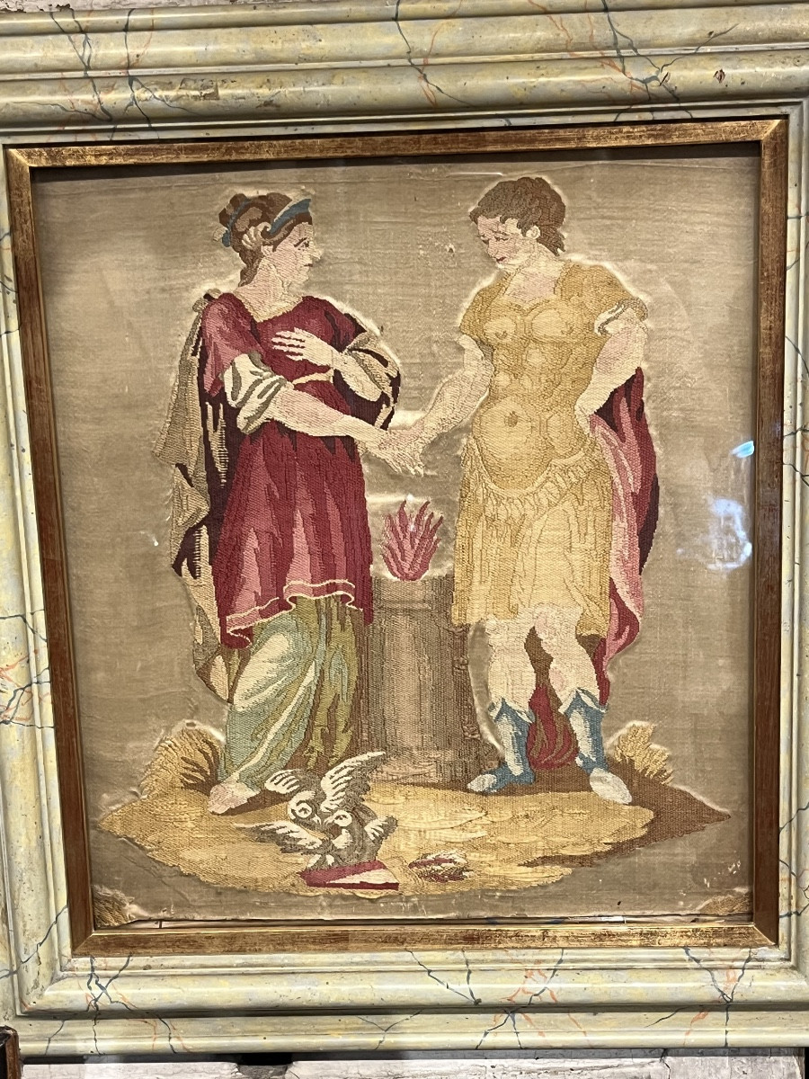 Beautiful Silk From Lyon, “the Fire Of Love”, Early 19th Century. France.