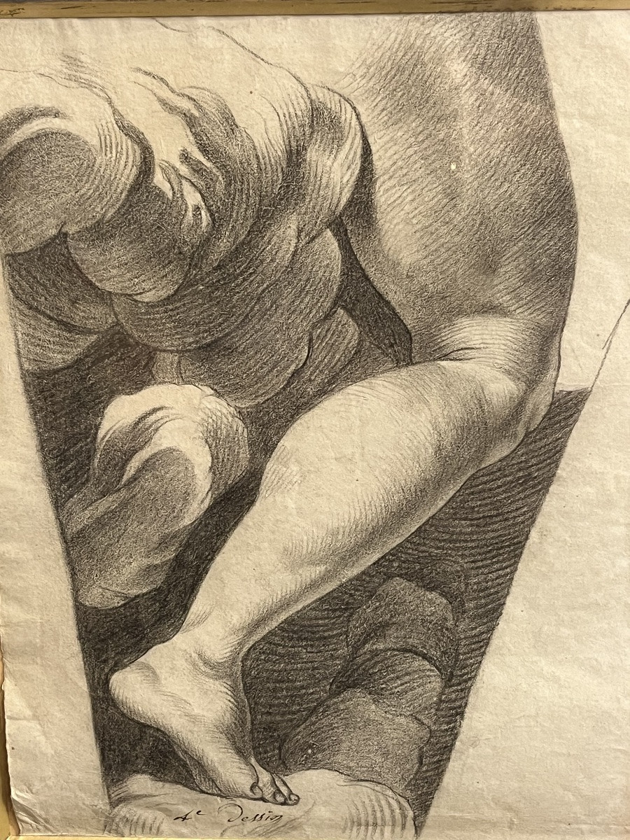 Intéressante étude de jambe pliée avec une nuée. XVII eme siècle. France.-photo-2