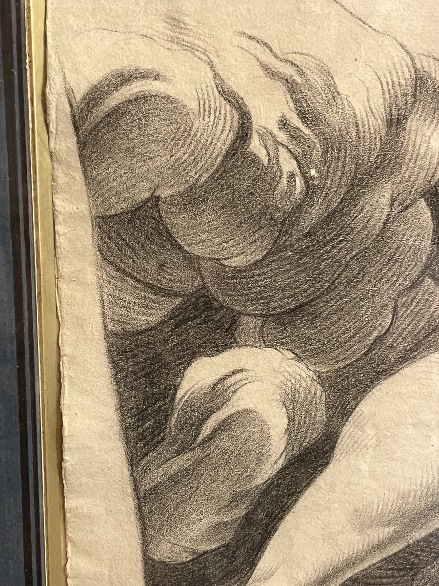 Intéressante étude de jambe pliée avec une nuée. XVII eme siècle. France.-photo-2