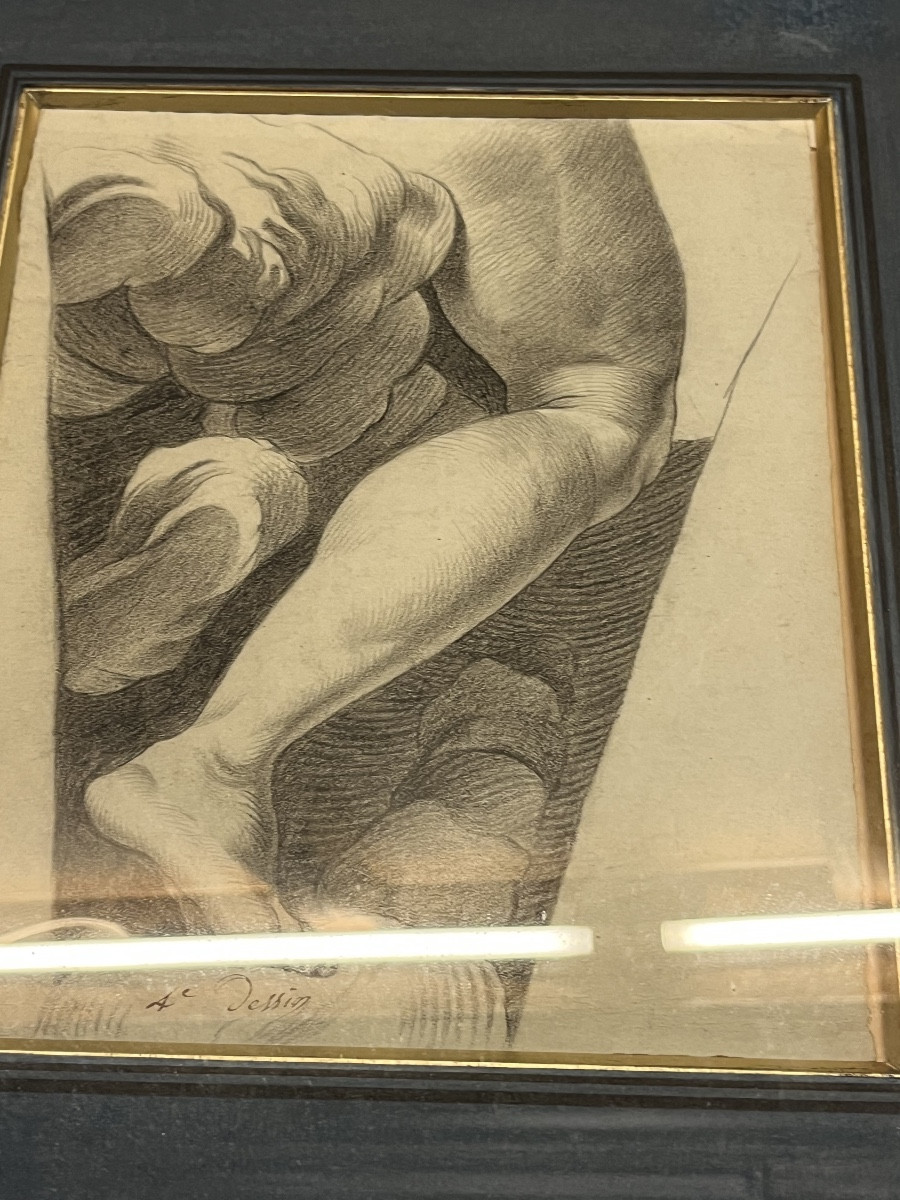 Intéressante étude de jambe pliée avec une nuée. XVII eme siècle. France.