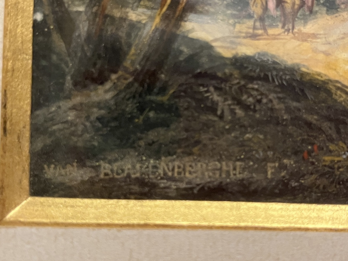 Beautiful Gouache On Paper, Flemish School, Animated Landscape, 19th Century, Framed.-photo-2