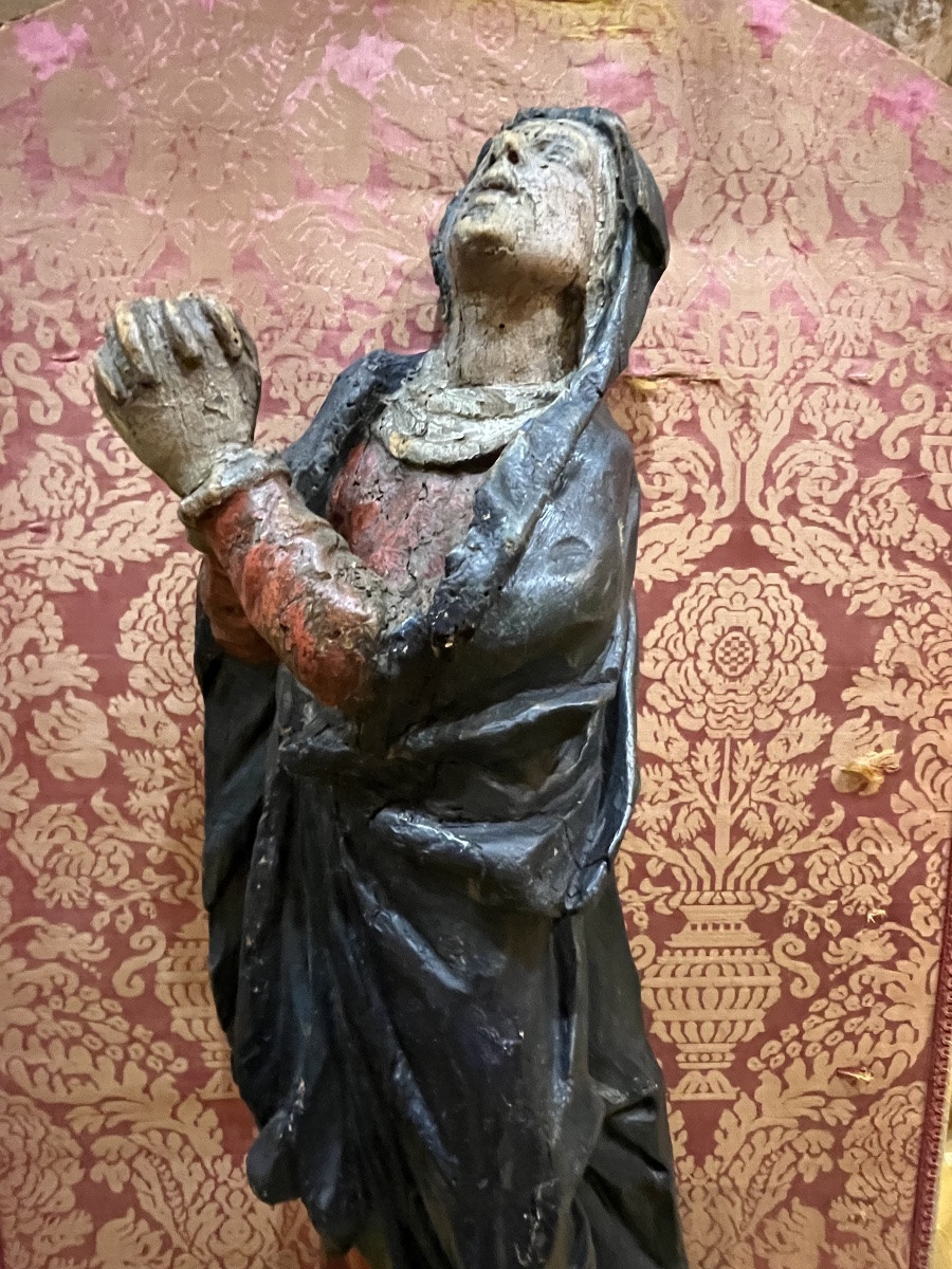Vierge de déploration, XVII eme siècle, bois sculpté. France. -photo-3