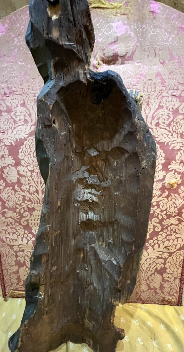 Vierge de déploration, XVII eme siècle, bois sculpté. France. -photo-1