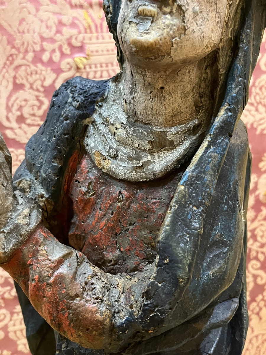 Vierge de déploration, XVII eme siècle, bois sculpté. France. -photo-5