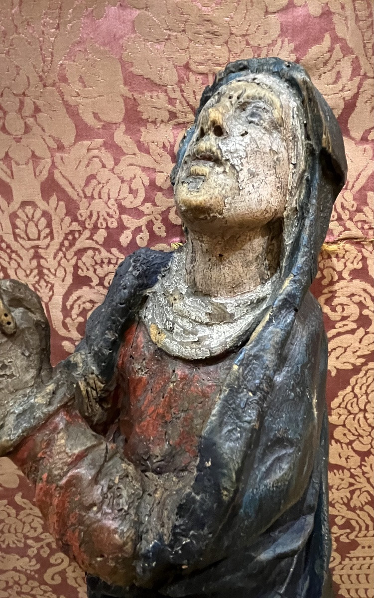 Vierge de déploration, XVII eme siècle, bois sculpté. France. -photo-7