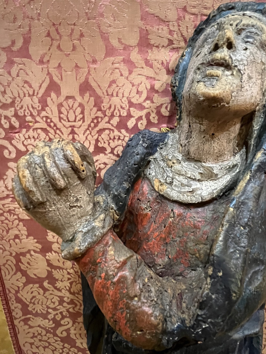 Vierge de déploration, XVII eme siècle, bois sculpté. France. -photo-8
