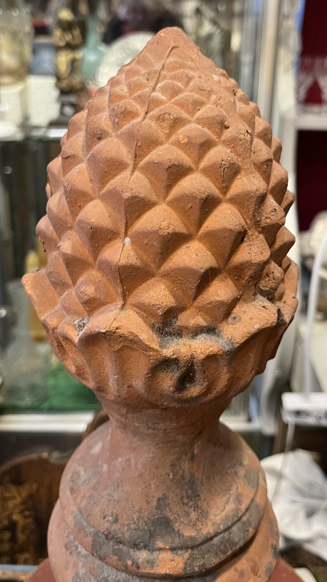 Beautiful Terracotta Pine Cone, Possibly A Ridge Tile. 20th Century.-photo-2