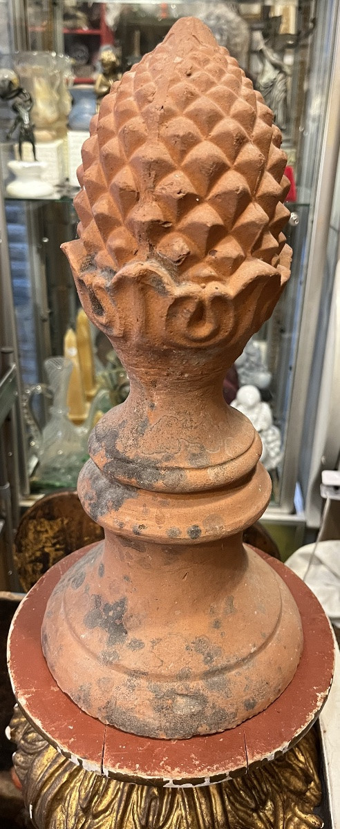 Beautiful Terracotta Pine Cone, Possibly A Ridge Tile. 20th Century.-photo-4