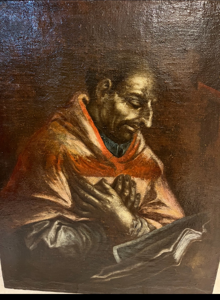 Oil On Canvas, 17th Century, St. Charles Borromeo. France.-photo-1