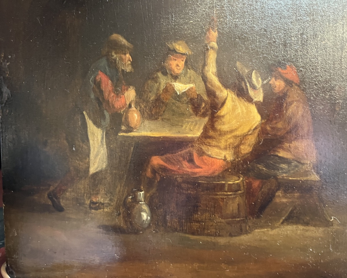 Huile sur panneau, Flandres, scène de taverne, Matthieu von Hellewout?-photo-2