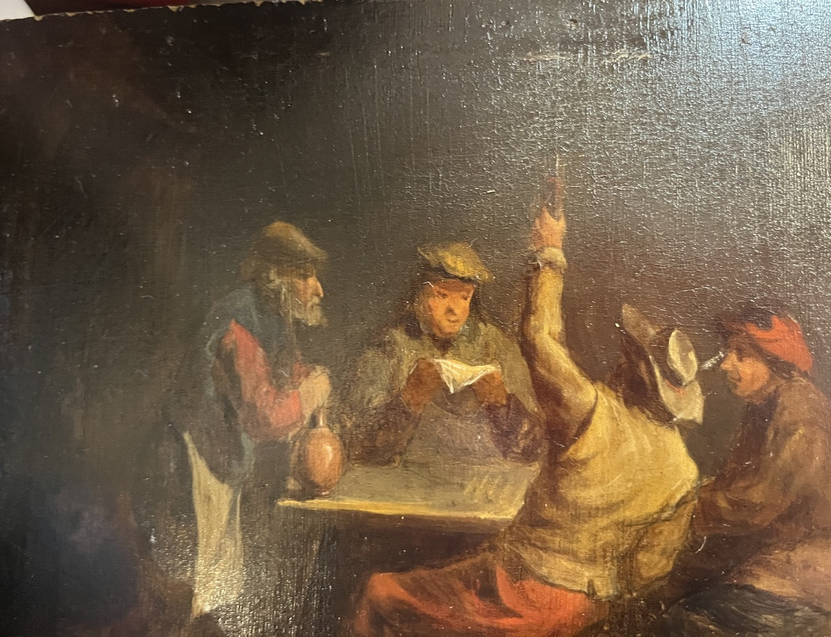 Huile sur panneau, Flandres, scène de taverne, Matthieu von Hellewout?-photo-3