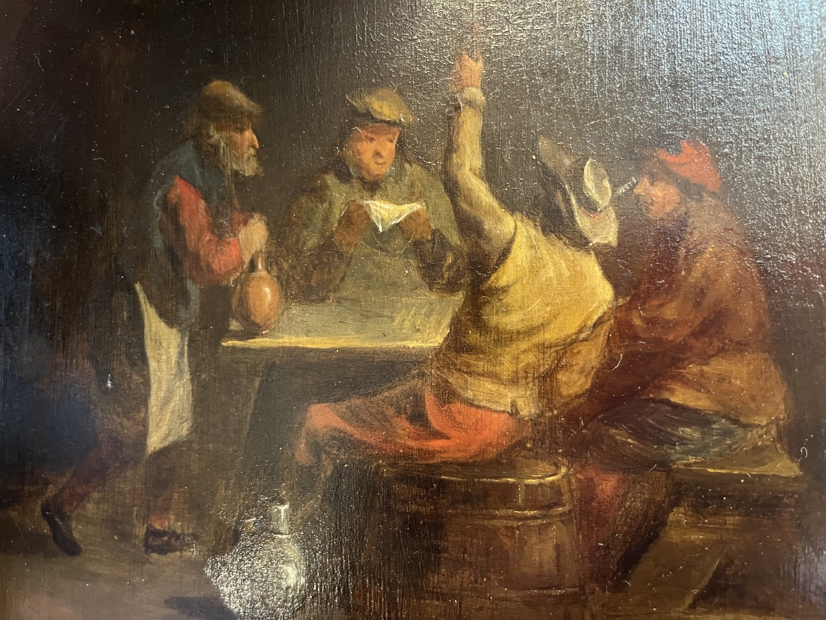 Huile sur panneau, Flandres, scène de taverne, Matthieu von Hellewout?-photo-2