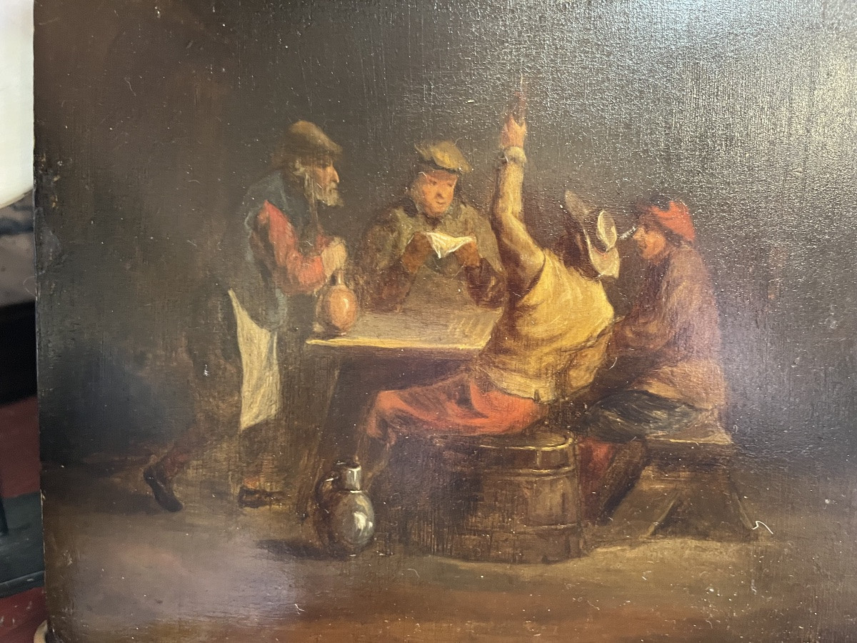 Huile sur panneau, Flandres, scène de taverne, Matthieu von Hellewout?-photo-3