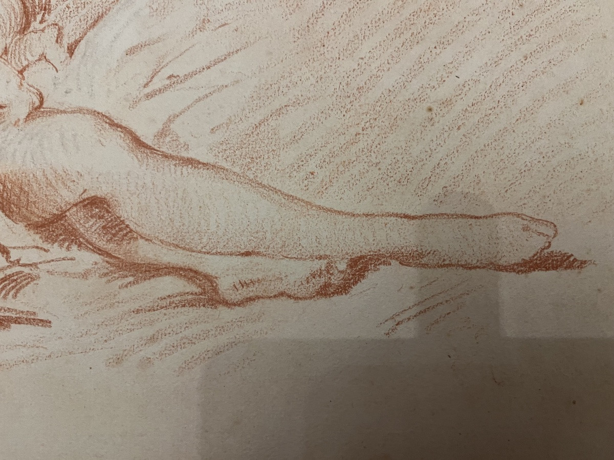 Grande sanguine, suiveur de Boucher, mère et son enfant, XVIII eme siècle. France. -photo-4