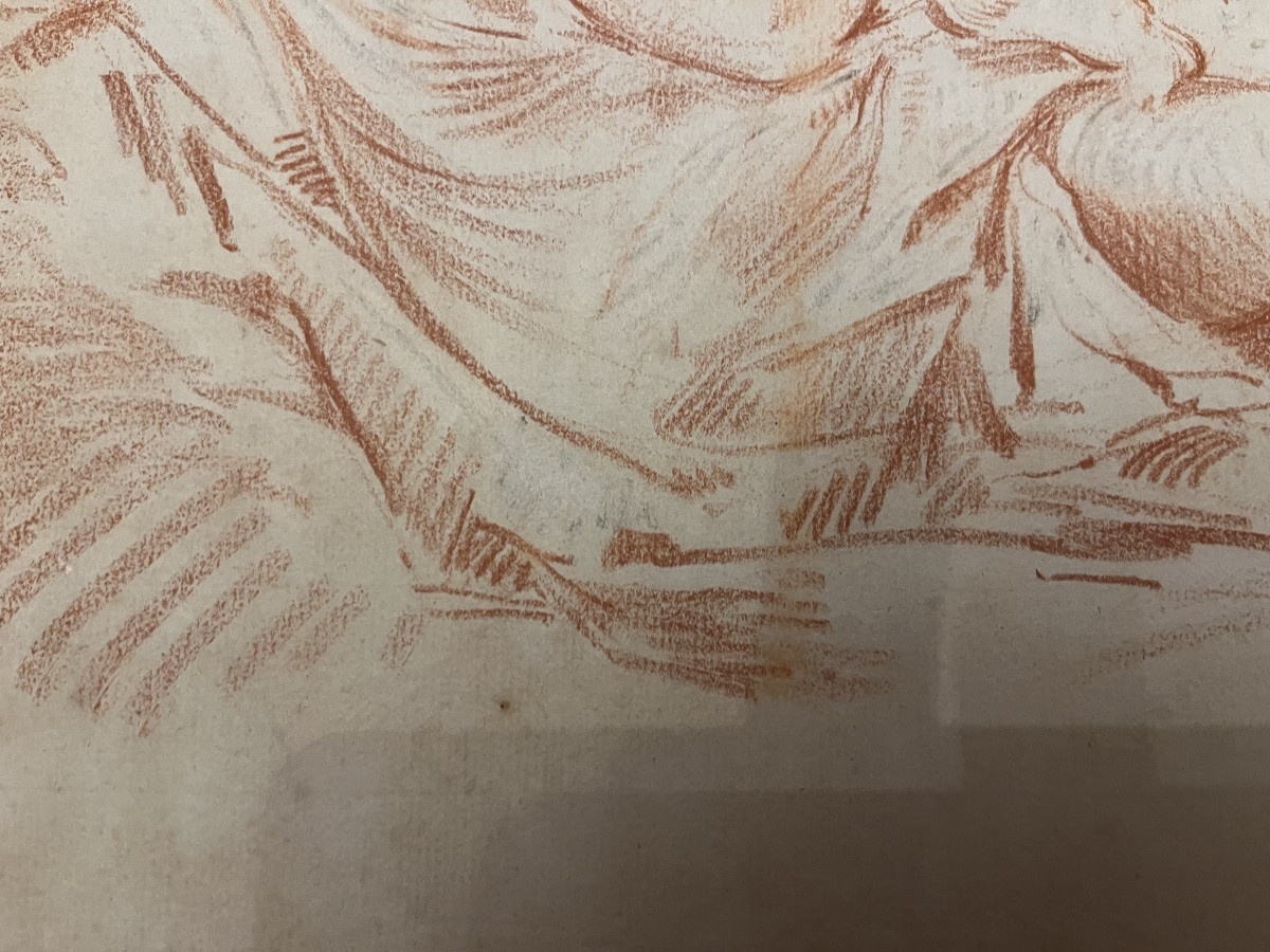 Grande sanguine, suiveur de Boucher, mère et son enfant, XVIII eme siècle. France. -photo-4