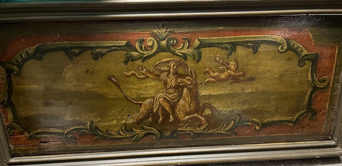 Series Of Four Painted Panels, Probably Woodwork Elements, Late 17th Century.