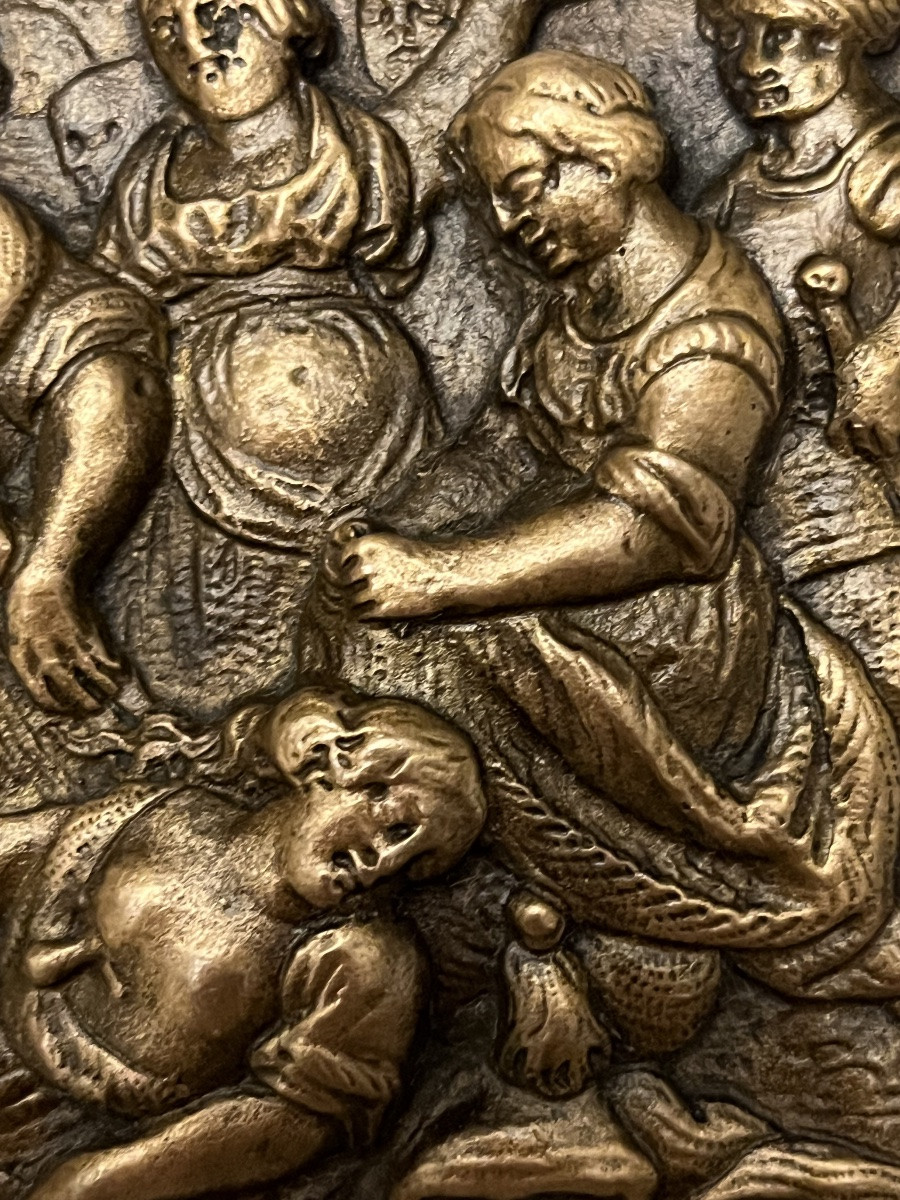 Plaquette en bronze XVII eme. Mort d’une reine antique.-photo-2