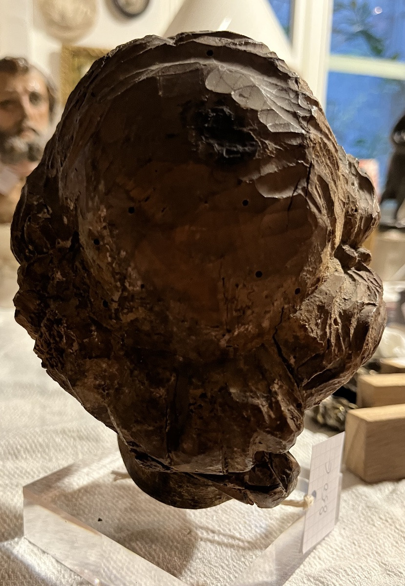 Carved Wooden Angel's Head, 16th Century, France -photo-2