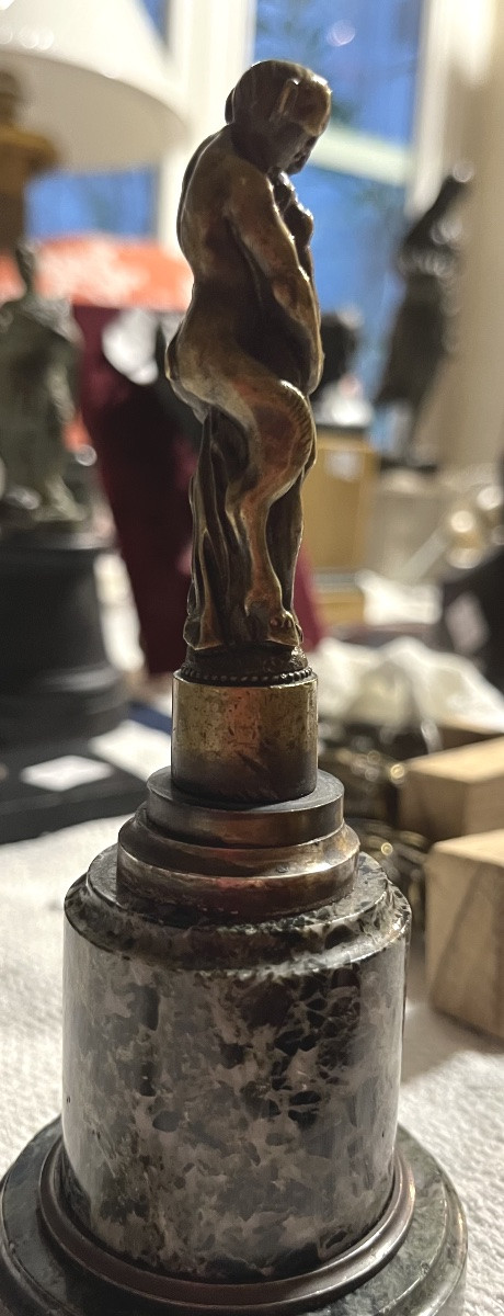 Bronze Statuette, Slightly Erotic Subject, Satyr And Nude Young Girl. 19th Century.-photo-3