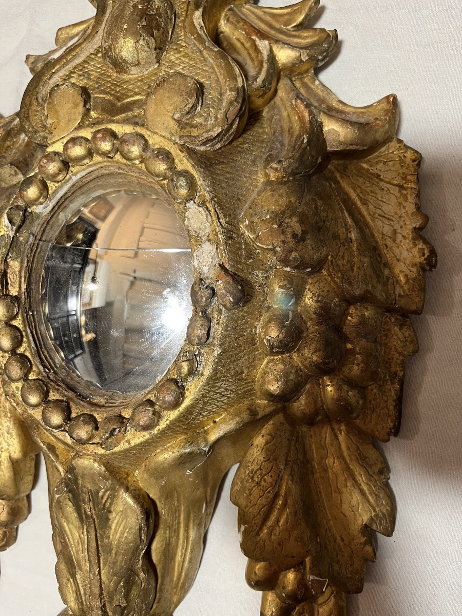 Large 18th-century Gilded Wooden Reliquary, Transformed Into A Mirror. Italy.-photo-3