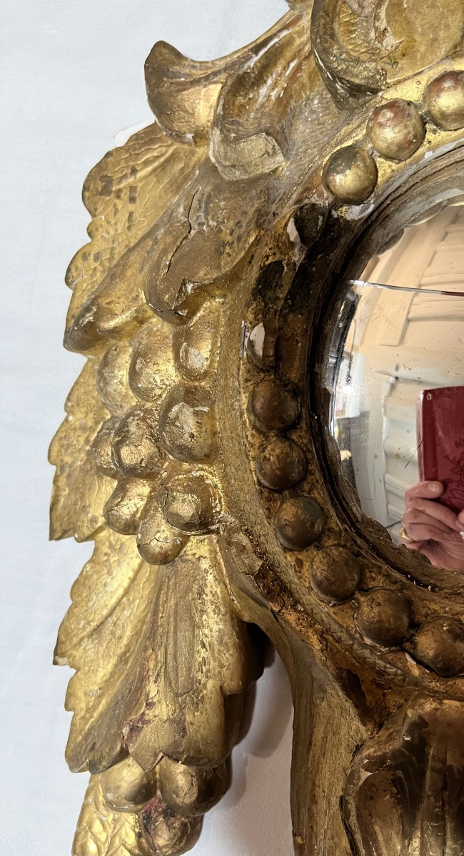 Large 18th-century Gilded Wooden Reliquary, Transformed Into A Mirror. Italy.-photo-4