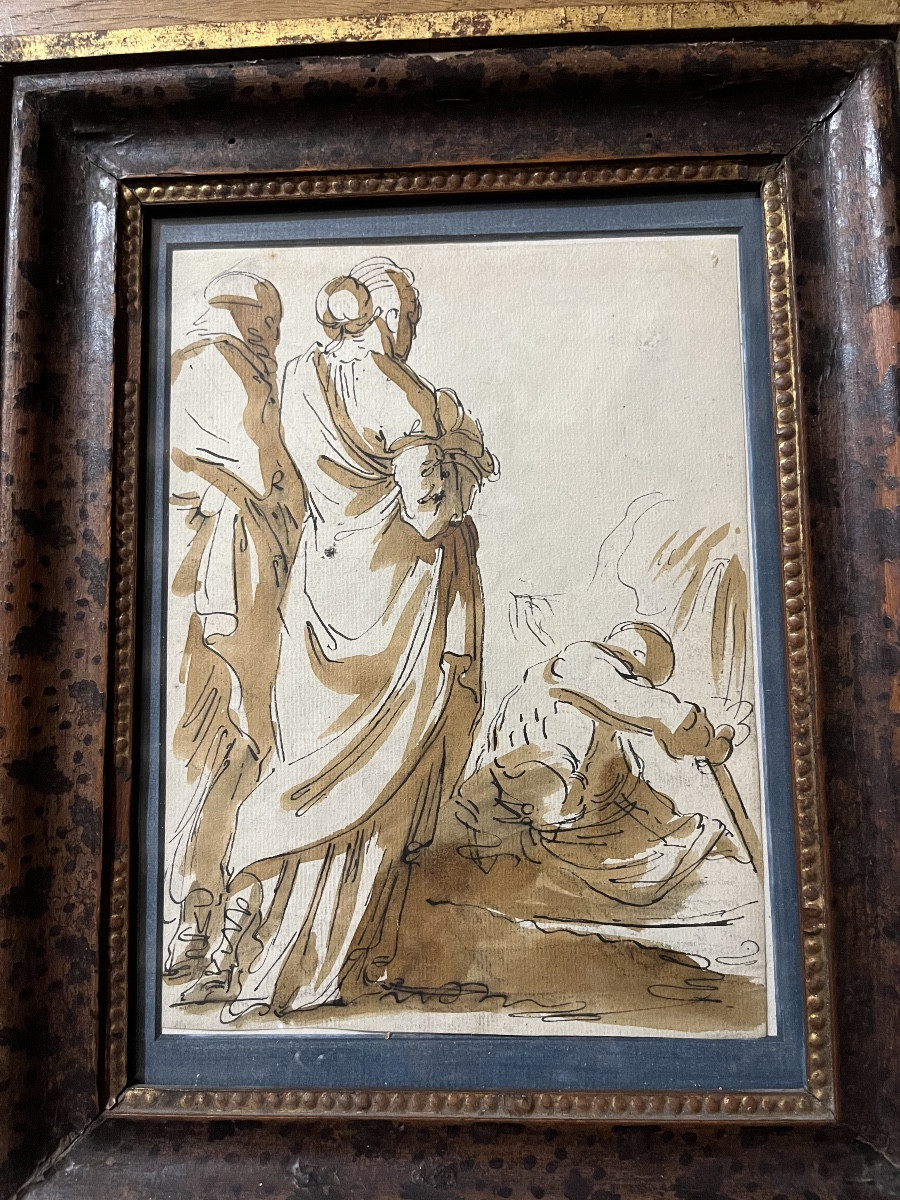 Drawing In Brown Ink And Ink Wash. Italy, 17th Century.