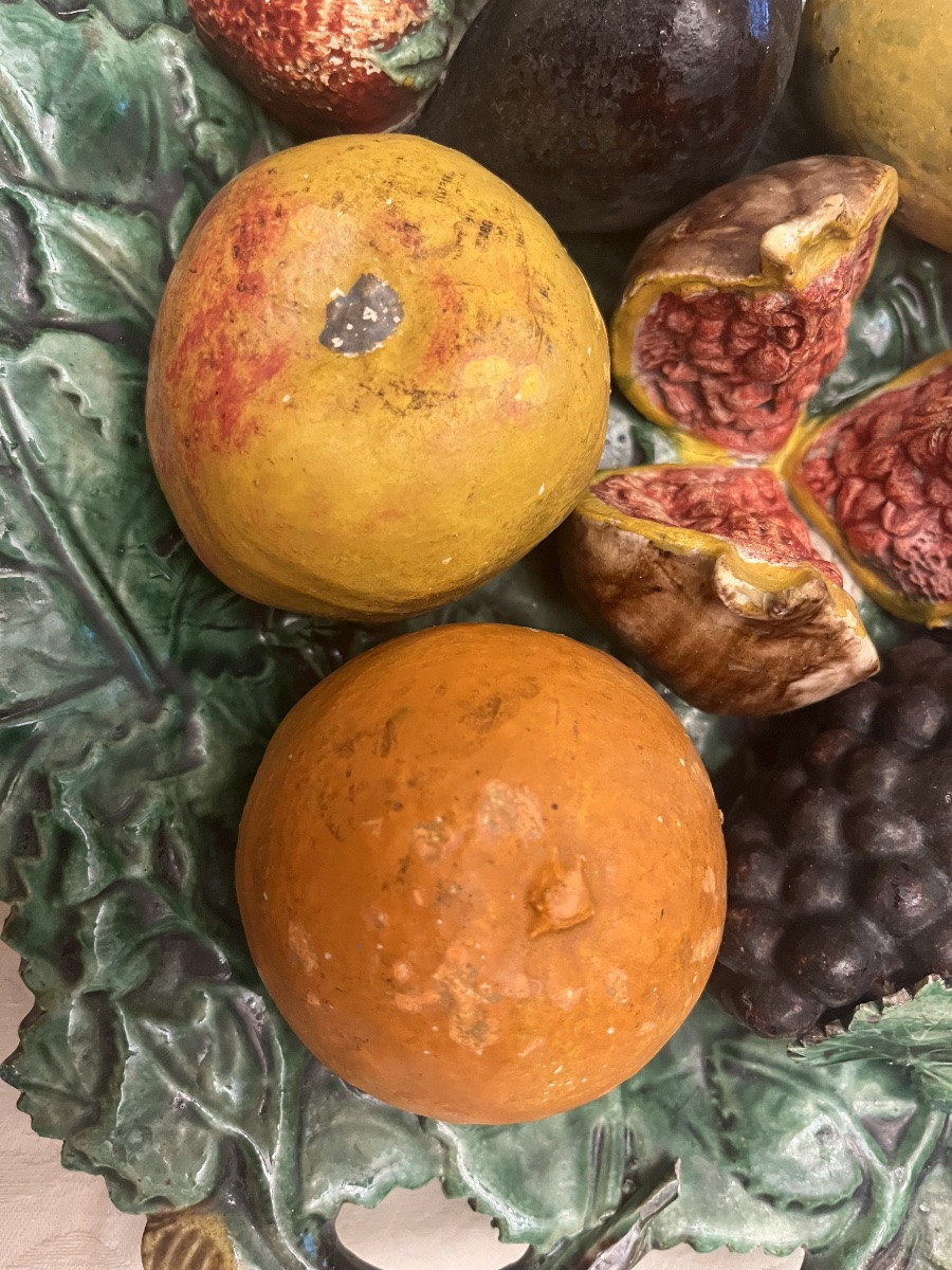 Large Slipware Piece, Late 19th Or Early 20th Century. Fruits.f-photo-3
