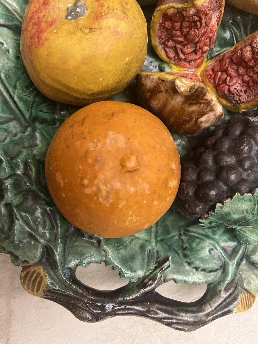 Large Slipware Piece, Late 19th Or Early 20th Century. Fruits.f-photo-4