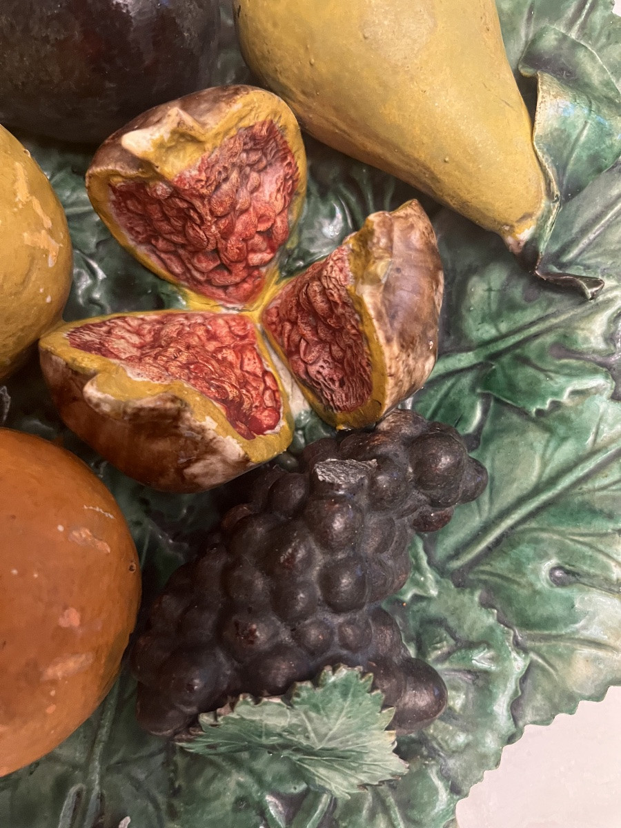 Large Slipware Piece, Late 19th Or Early 20th Century. Fruits.f-photo-1