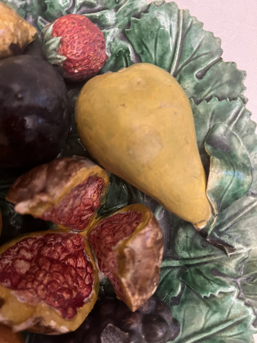 Large Slipware Piece, Late 19th Or Early 20th Century. Fruits.f-photo-2
