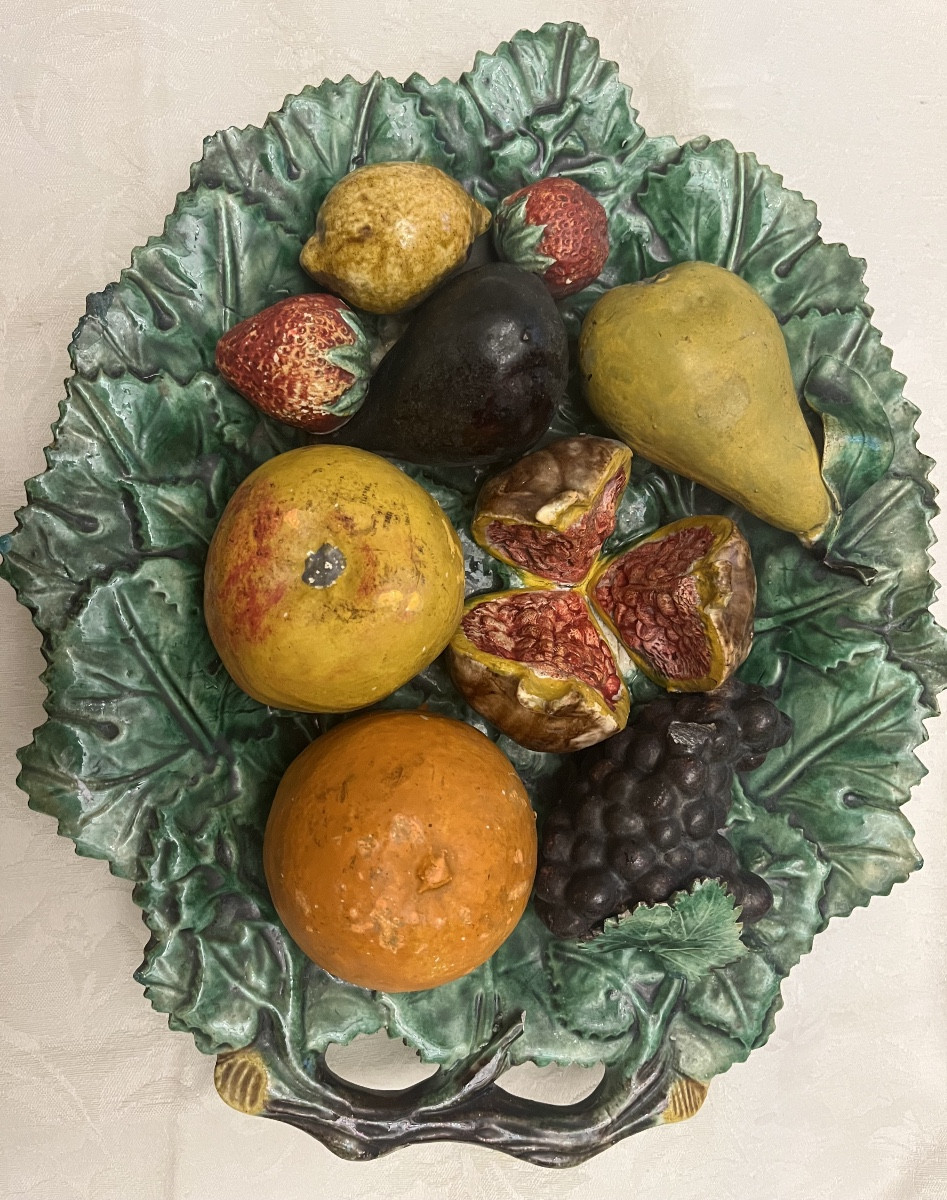 Large Slipware Piece, Late 19th Or Early 20th Century. Fruits.f