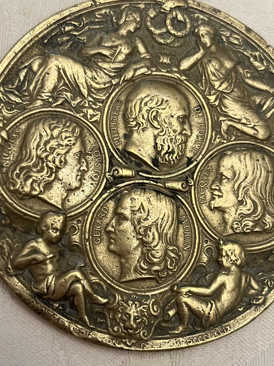 Bronze Medal, 17th Century. Profile Portraits Of French Writers And Others. -photo-2