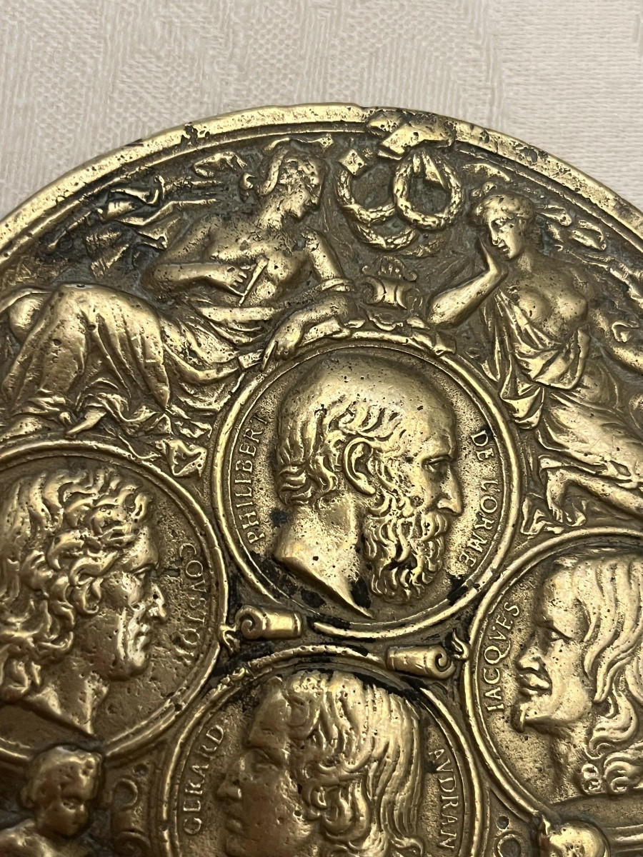 Bronze Medal, 17th Century. Profile Portraits Of French Writers And Others. -photo-4