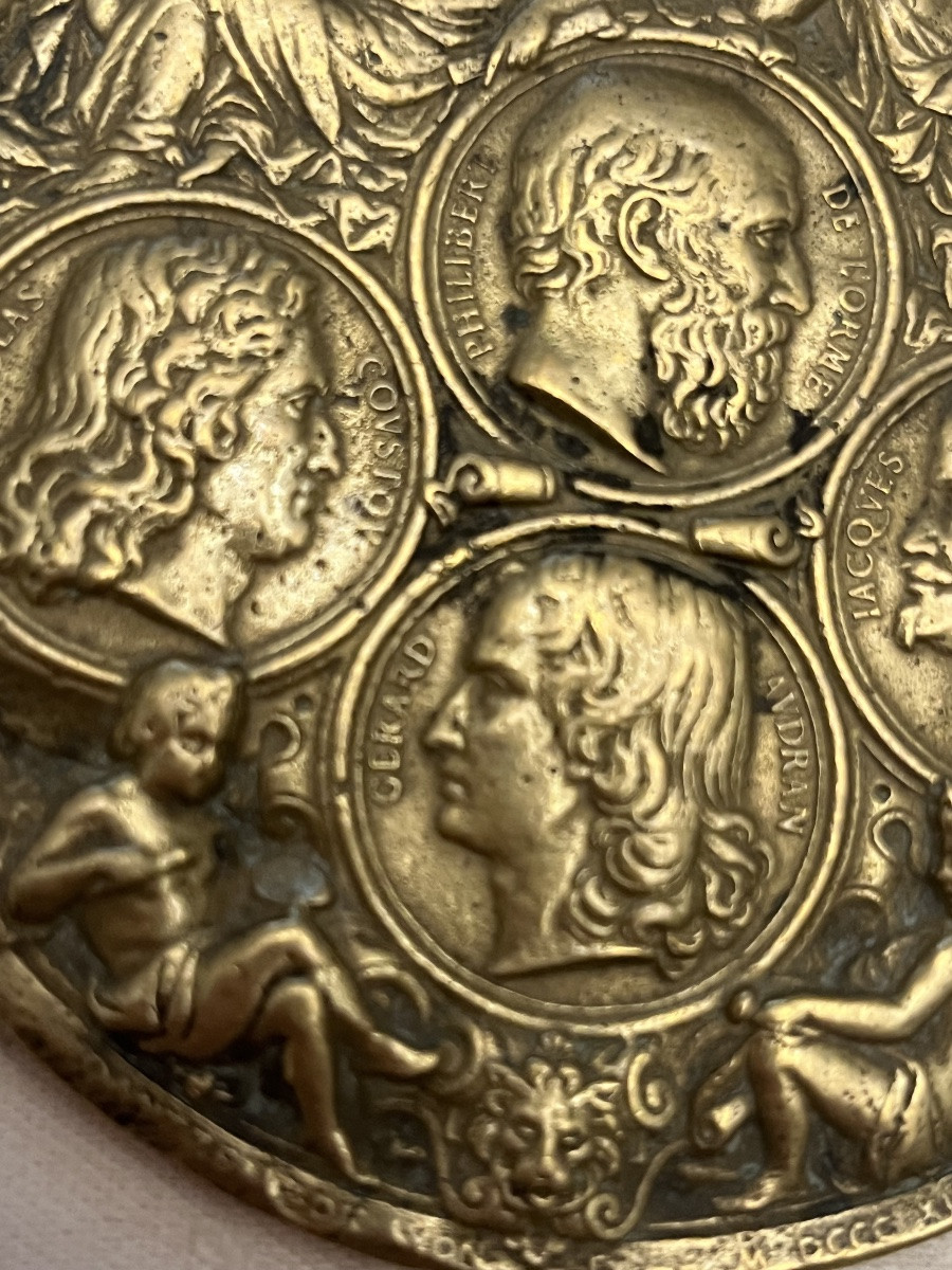 Bronze Medal, 17th Century. Profile Portraits Of French Writers And Others. -photo-1