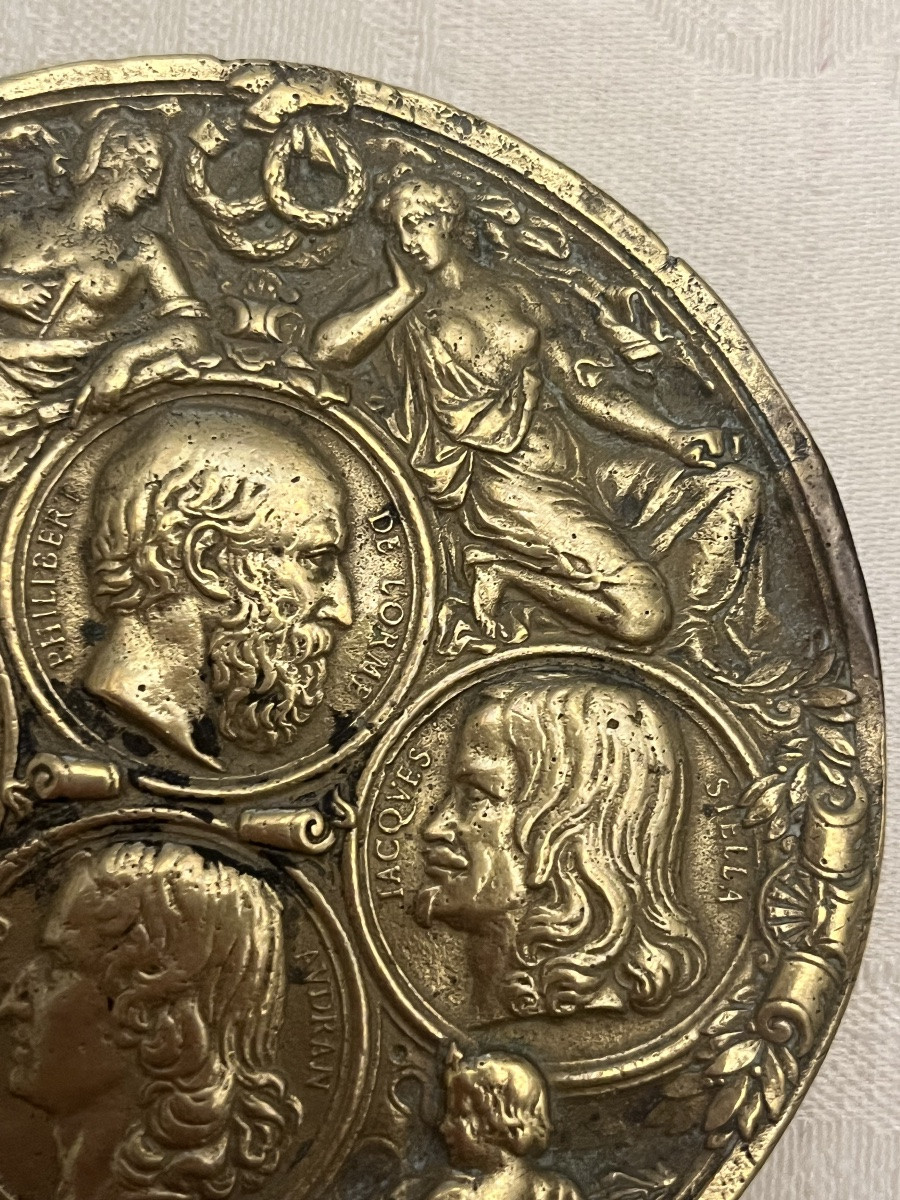 Bronze Medal, 17th Century. Profile Portraits Of French Writers And Others. -photo-4