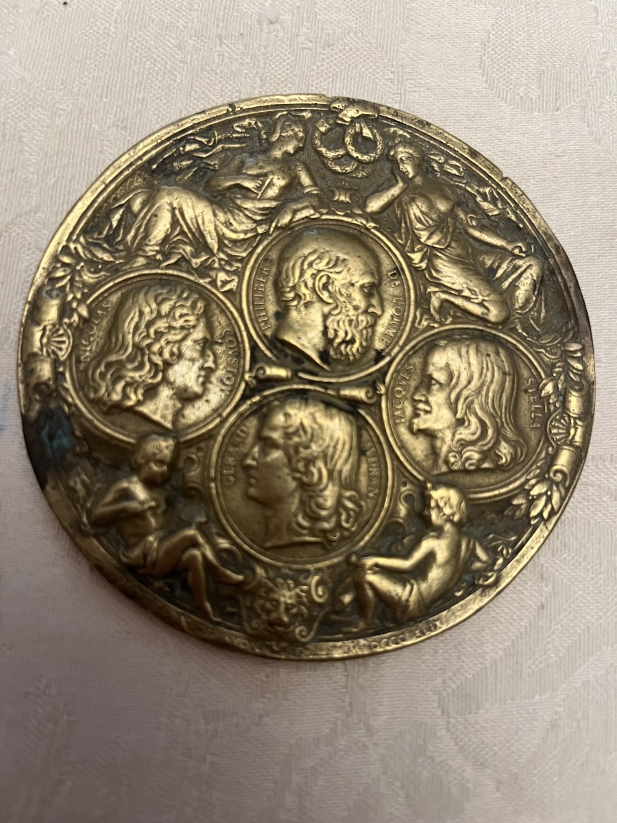 Bronze Medal, 17th Century. Profile Portraits Of French Writers And Others. -photo-8