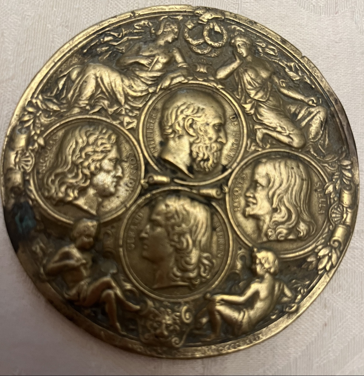 Bronze Medal, 17th Century. Profile Portraits Of French Writers And Others. 