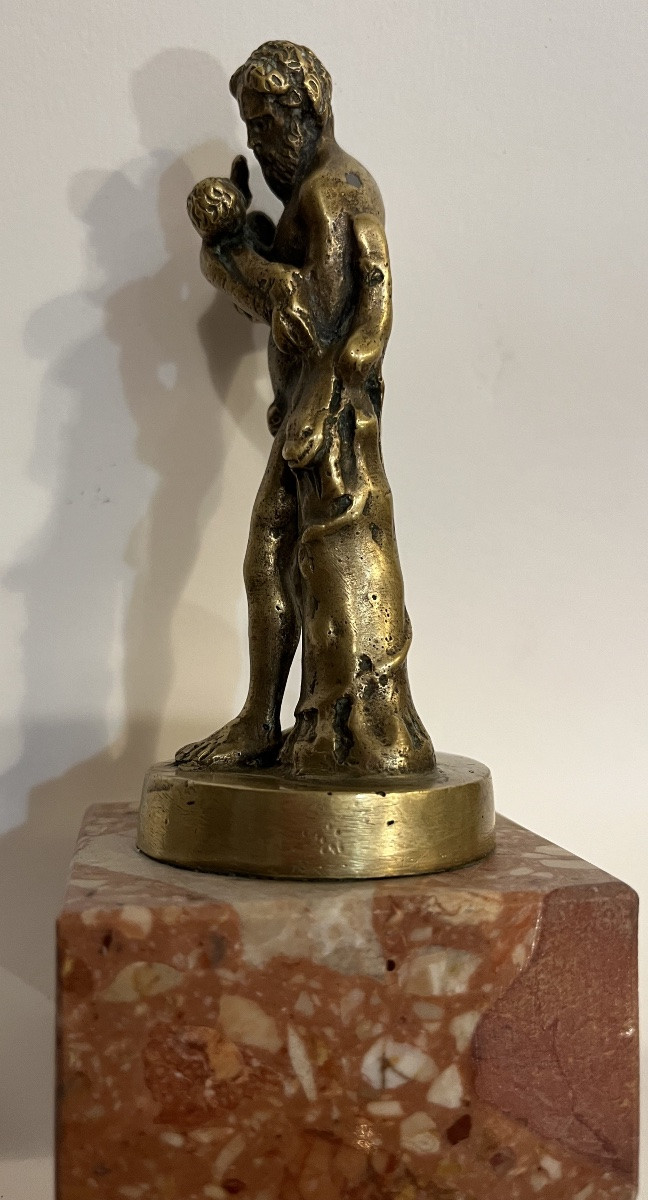 Bronze Statuette, Silenus Carrying A Child. Grand Tour, 19th Century. Italy.-photo-4
