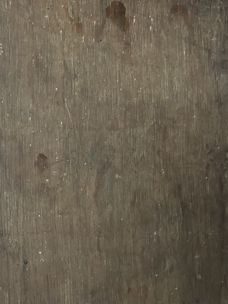 Crucifixion, huile sur panneau, époque XVII eme, cadre époque Louis XIII.-photo-6