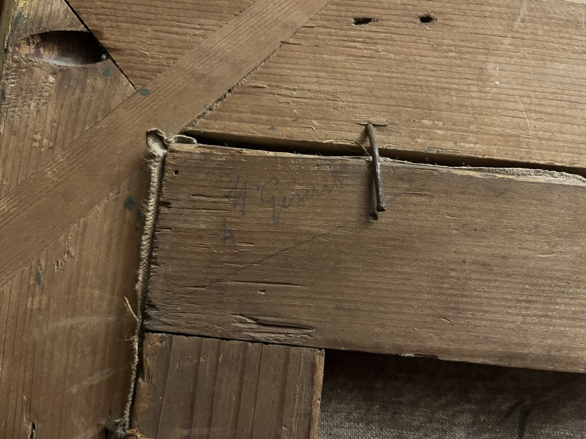 Grande huile sur toile, nature morte aux fruits. XIX eme siècle, France.-photo-7