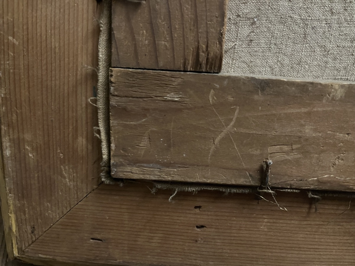 Grande huile sur toile, nature morte aux fruits. XIX eme siècle, France.-photo-8