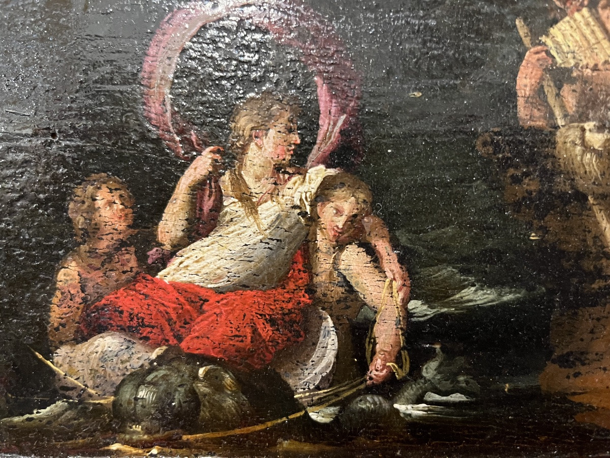 Small Oil Painting On Panel, Mythological Scene, Circa 1800. France-photo-2