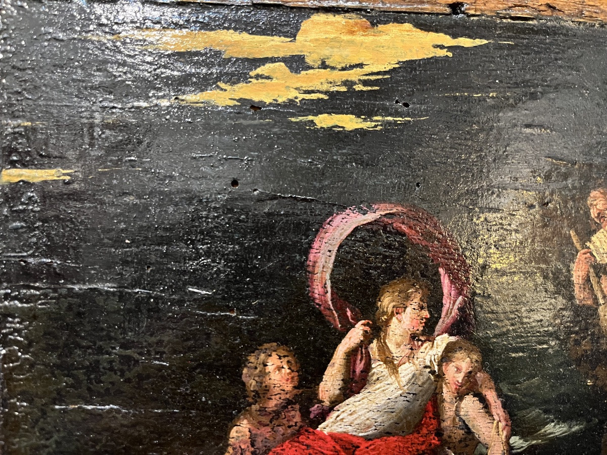 Small Oil Painting On Panel, Mythological Scene, Circa 1800. France-photo-1