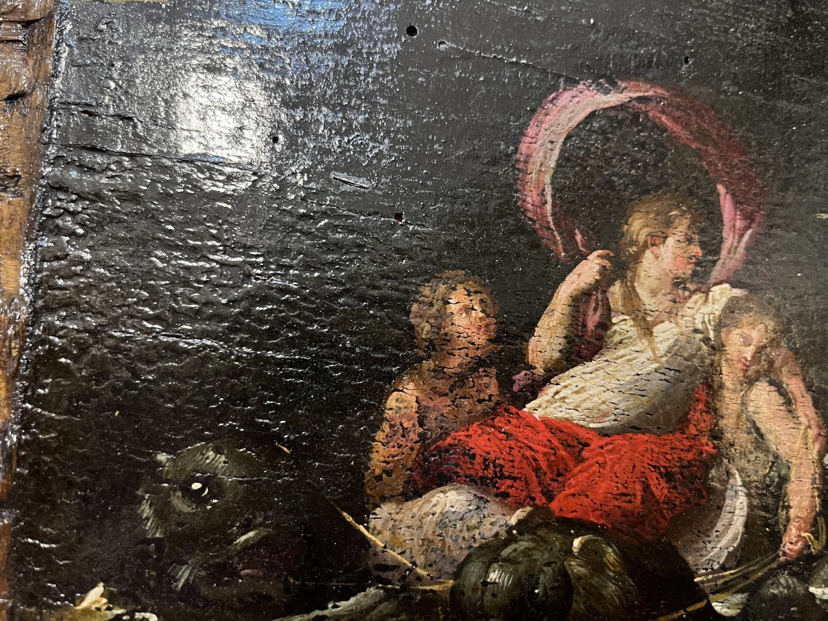 Small Oil Painting On Panel, Mythological Scene, Circa 1800. France-photo-3