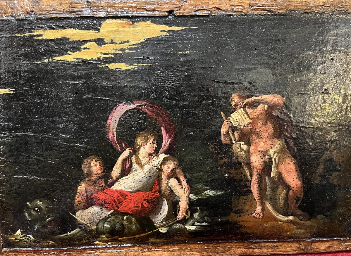 Small Oil Painting On Panel, Mythological Scene, Circa 1800. France