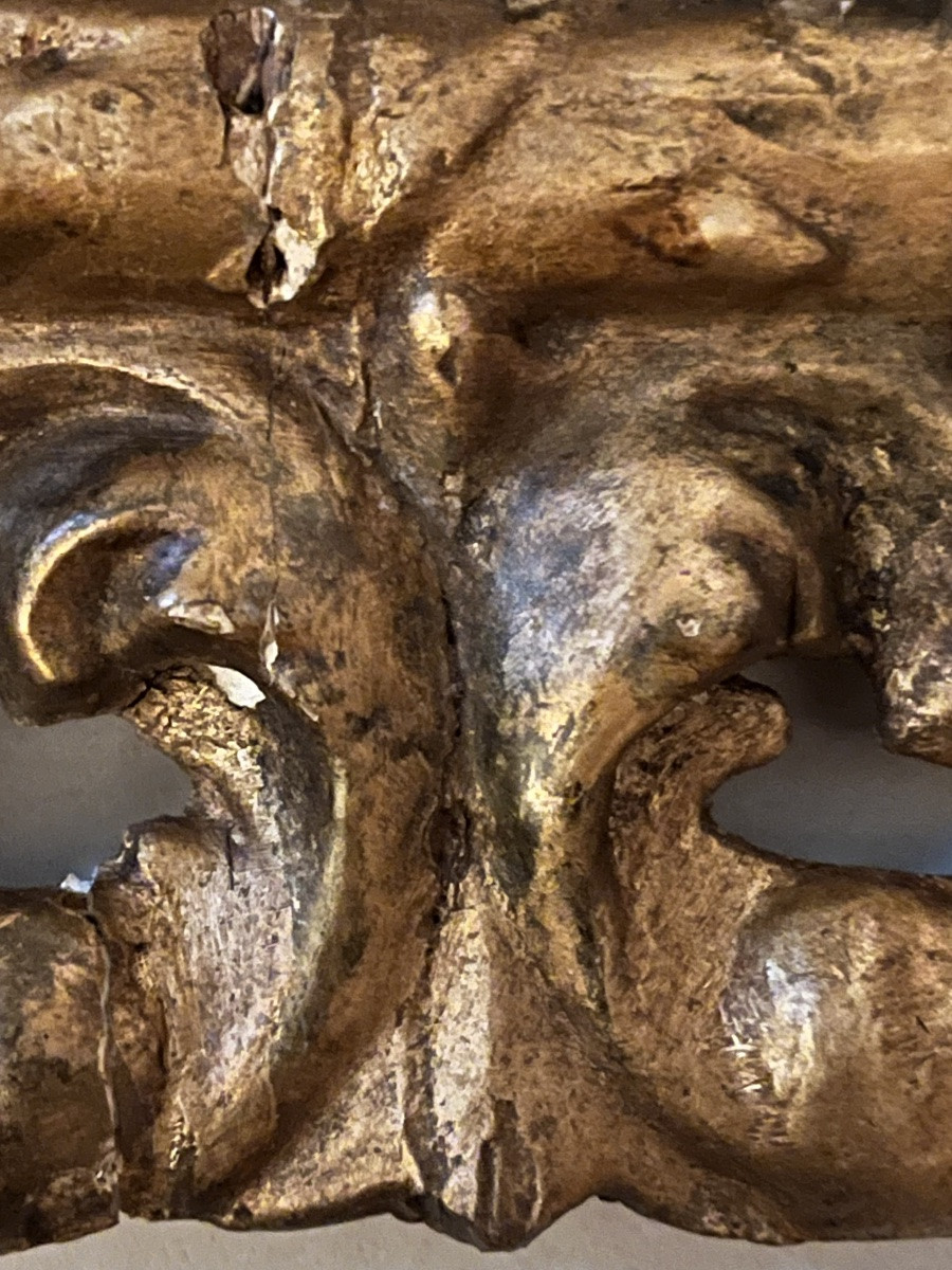 Petite huile sur bois XVIII eme France, dans un cadre italien très ouvragé XVIII eme.-photo-2