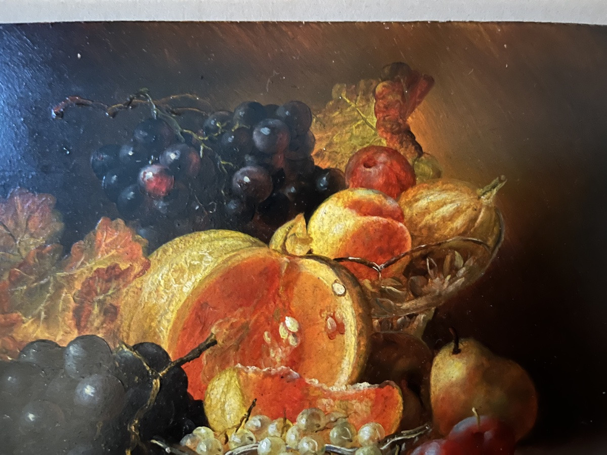 Petite nature morte, huile sur panneau, fin 19 eme, France -photo-4