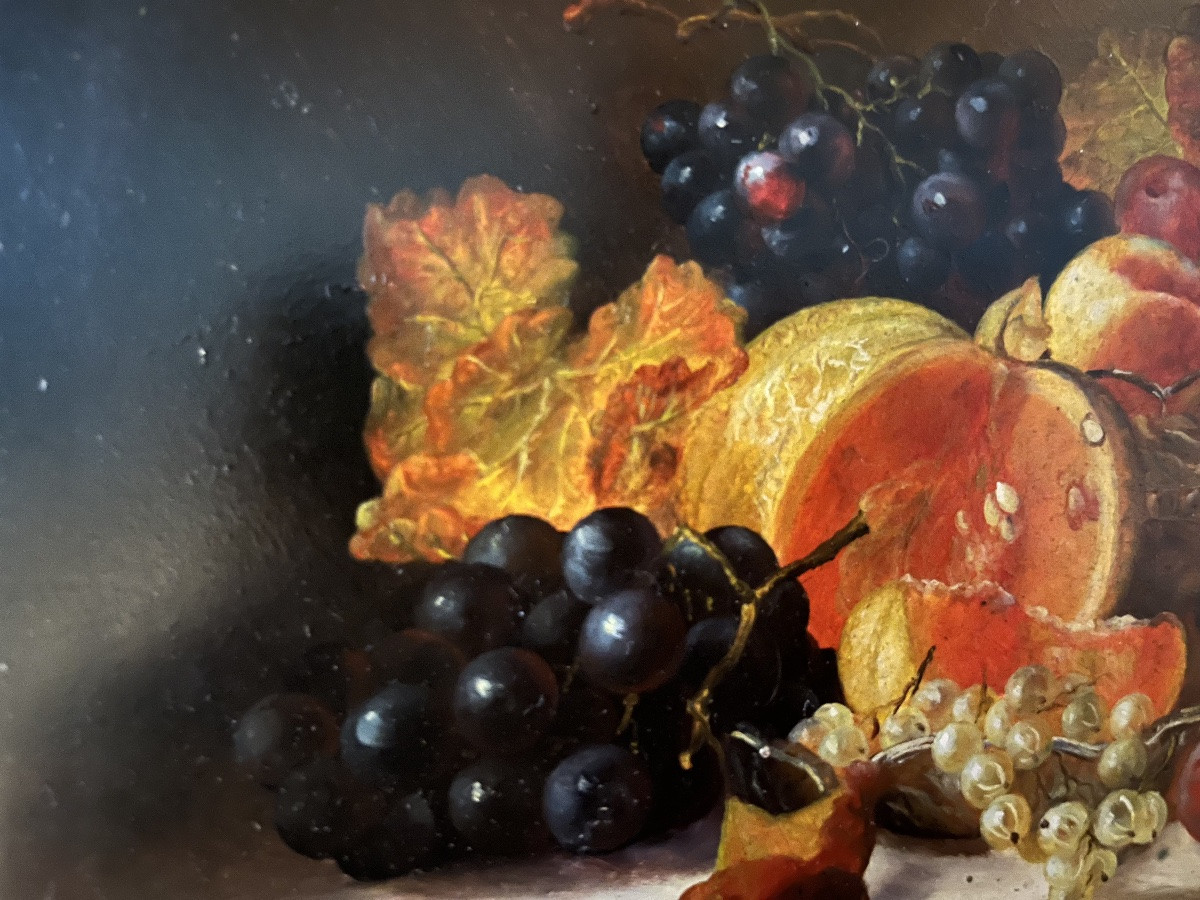 Petite nature morte, huile sur panneau, fin 19 eme, France -photo-2